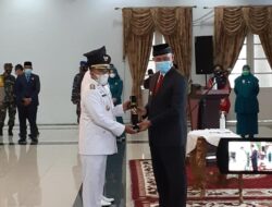 Pelantikan 11 Kepala Daerah se Sumatera Barat di Gubernuran Secara langsung Berjalan Lancar Terapkan Protokol Kesehatan