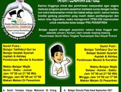 Auladul Jannah Jorong Malintang Pembukaan  Kelas Belajar Extra Pra Pesantren  TP 2021-2022