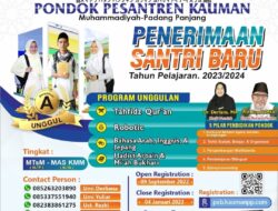 Siapkan Proses Pembelajaran 2023/2024, Pondok Pesantren Kauman Padangpanjang Buka Pendaftaran Lebih Awal
