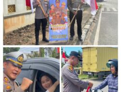 Polres Kuansing Bagikan Bendera Merah Putih Sambut HUT RI ke-80, Kapolres Tekankan Nasionalisme dan Tertib Berlalu Lintas