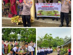 Polres Kuansing Gelar Penyuluhan Green Policing dan Tanam Pohon Bersama Pelajar SMPN 7 Teluk Kuantan