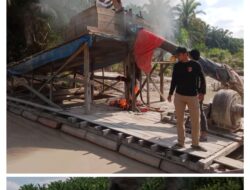 Polsek Kuantan Mudik Tertibkan 7 Rakit PETI di Divisi 3 PT. Agrinas Palma Nusantara