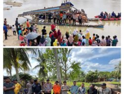 Polres Kuansing Gelar Patroli Gabungan, 55 Rakit PETI Ditemukan di Sungai Kuantan