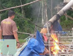Polres Kuansing Tindak Lanjuti Laporan Masyarakat via Call Center 110, Tiga Rakit PETI di Munsalo Ditertibkan