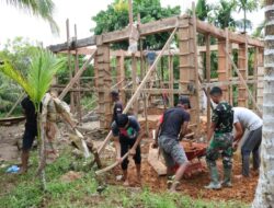 Satgas Karya Bakti TNI AD Skala Besar TA 2026 Bahu Membahu Bersama Warga Percepat Pembangunan Musholla Al Huda