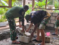 Satgas Karya Bakti TNI AD TA 2026 Mulai Pemasangan Tembok Dinding RTLH Rumah Warga di Desa Sioban