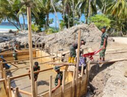 Satgas Karya Bakti TNI AD TA 2026 Kejar Pengecoran Dasar Jembatan Gobik di Desa Bosua