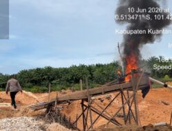 Polsek Hulu Kuantan Tertibkan Aktivitas Diduga PETI di Desa Serosah, Peralatan Dimusnahkan
