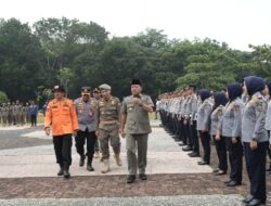 Menjelang Pelaksanaan MTQ Provinsi Riau ke-44 dan Festival Pacu Jalur Rayon II, Bupati Kuansing Memimpin Apel Gelar Pasukan Melibatkan 481 Personel Gabungan
