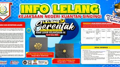 Kejari Kuansing Gelar Lelang Serentak Barang Rampasan Negara, Tawarkan Emas Senilai Rp280 Juta Lebih