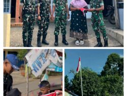Semarak HUT ke-81 RI, Yonif TP 951/Pandeka Marapi Bagikan Bendera Merah Putih kepada Masyarakat