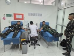 Donor Darah Prajurit Yonif TP 951/PM Bantu Warga Jalani Pengobatan Kanker Payudara