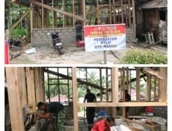 Satgas TMMD ke-130 Bersama Warga Gotong Royong Pasang Dinding RTLH Milik Bapak Hamidi di Goiso’oinan